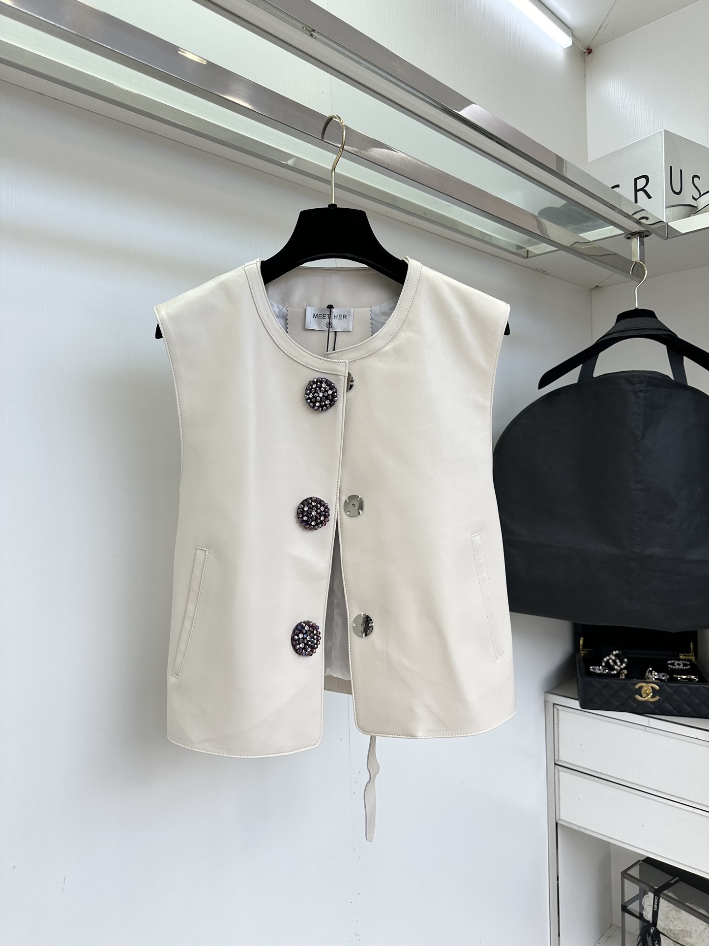 Pima Leather Vest with Rhinestone Buckle - Limited Edition,S M L 4 i1753860150 7452 2