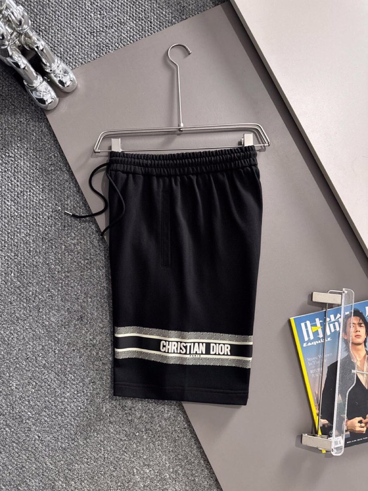 Dior Dio2025s Classic Embroidery Shorts in Primed Cotton Fabric with 3D Embroidery – Black, White, Green – XS-L - 图片 5