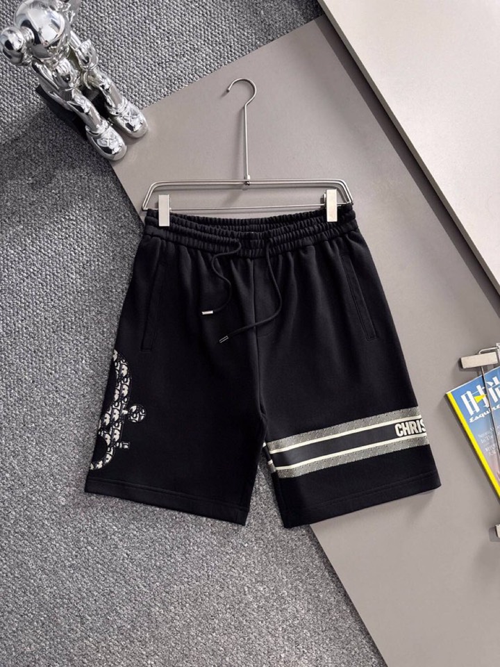 Dior Dio2025s Classic Embroidery Shorts in Primed Cotton Fabric with 3D Embroidery – Black, White, Green – XS-L - 图片 1