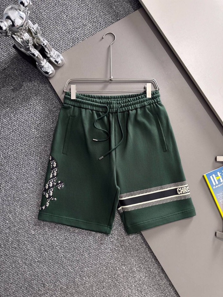 Dior Dio2025s Classic Embroidery Shorts: Cotton Fabric, 3D Embroidery, Comfy Fit, XS-L Sizes in Black, White, Green - 图片 1