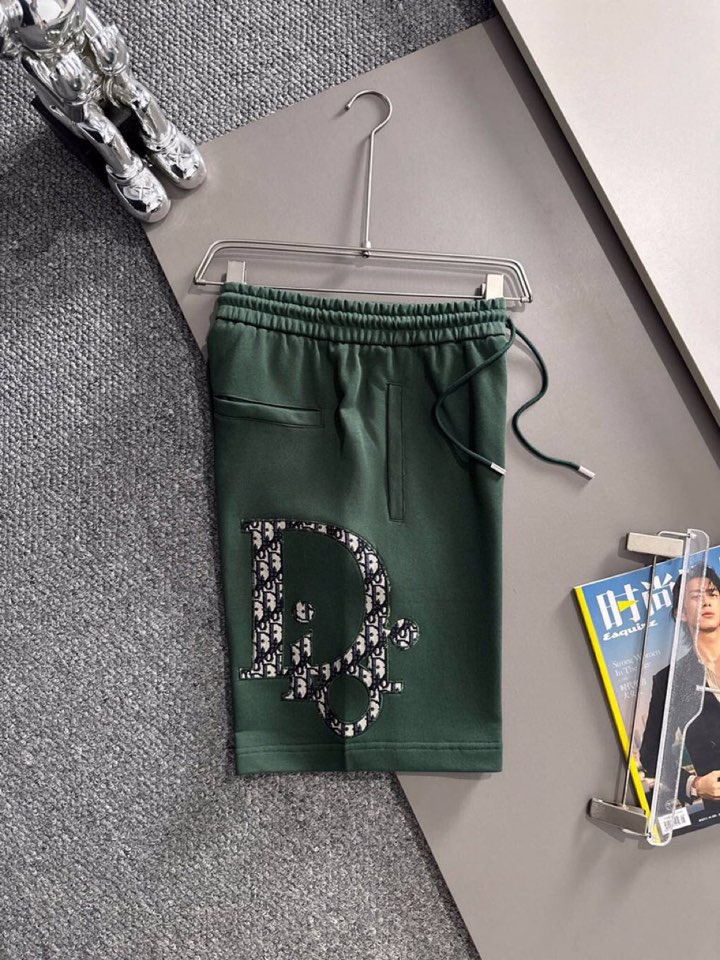 Dior Dio2025s Classic Embroidery Shorts: Cotton Fabric, 3D Embroidery, Comfy Fit, XS-L Sizes in Black, White, Green - 图片 3