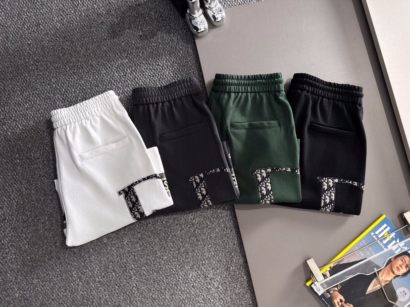Dior Dio2025s Classic Embroidery Shorts: Cotton Fabric, 3D Embroidery, Comfy Fit, XS-L, Black, White, Green - 图片 3