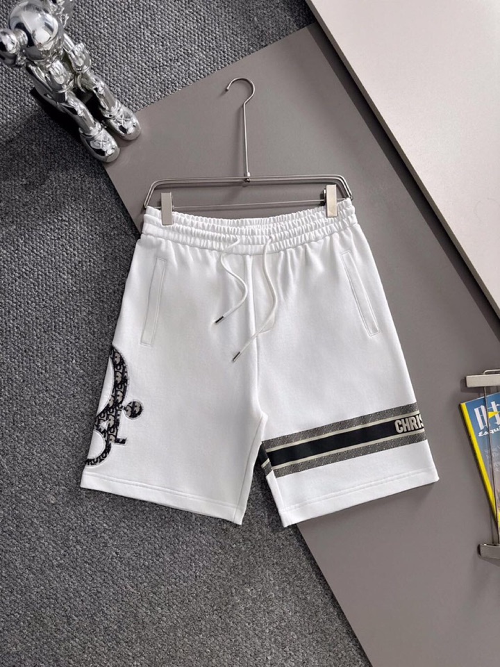 Dior Dio2025s Classic Embroidery Shorts: Cotton Fabric, 3D Embroidery, Comfy Fit, XS-L, Black, White, Green - 图片 1