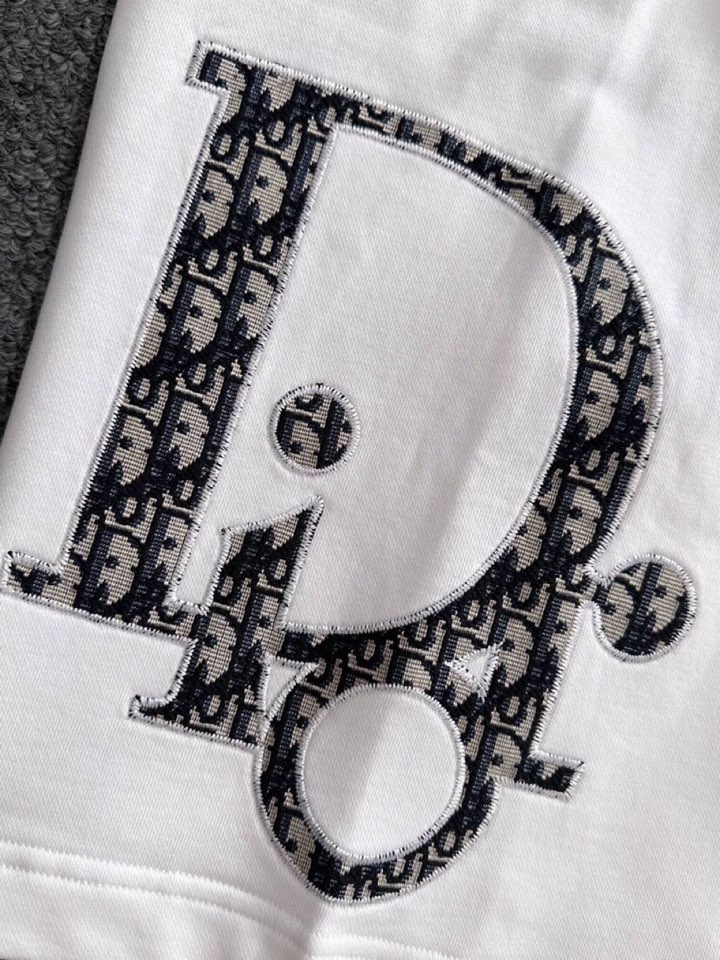 Dior Dio2025s Classic Embroidery Shorts: Cotton Fabric, 3D Embroidery, Comfy Fit, XS-L, Black, White, Green - 图片 8