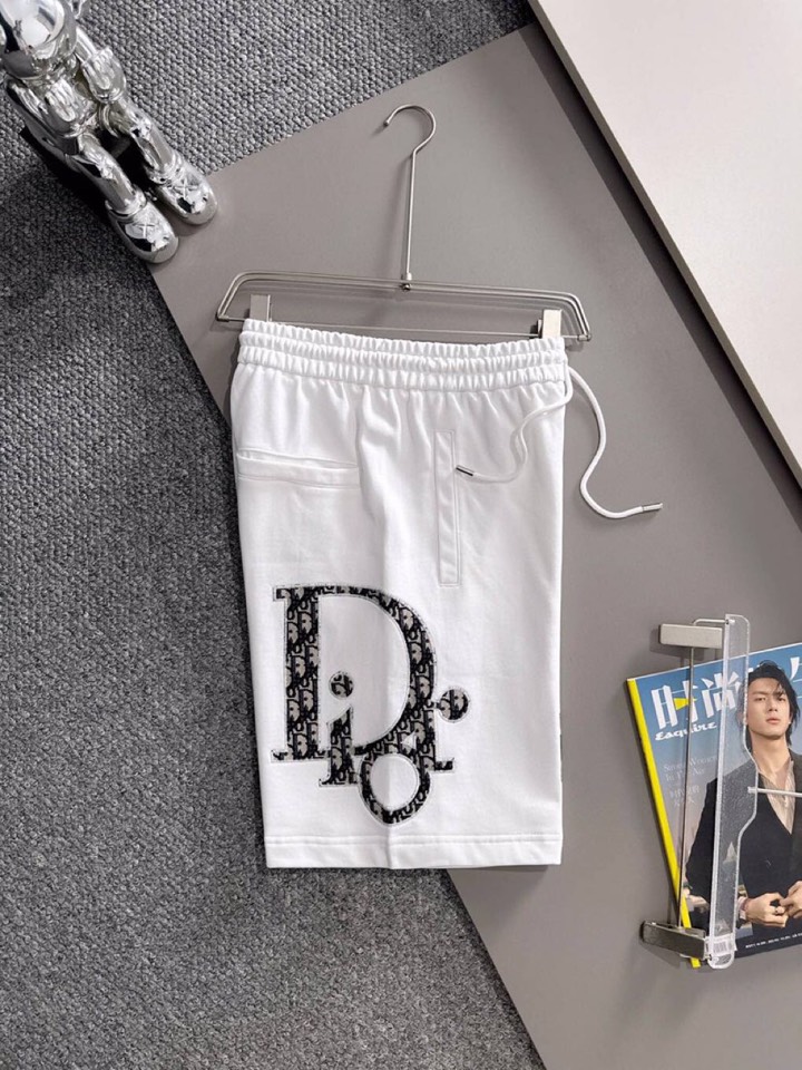 Dior Dio2025s Classic Embroidery Shorts: Cotton Fabric, 3D Embroidery, Comfy Fit, XS-L, Black, White, Green - 图片 5