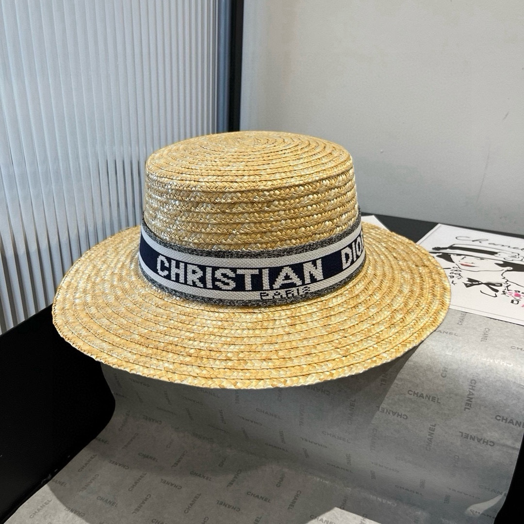 🆕

Dior迪奥麦秆草平顶礼帽，遮阳帽，头围57cm