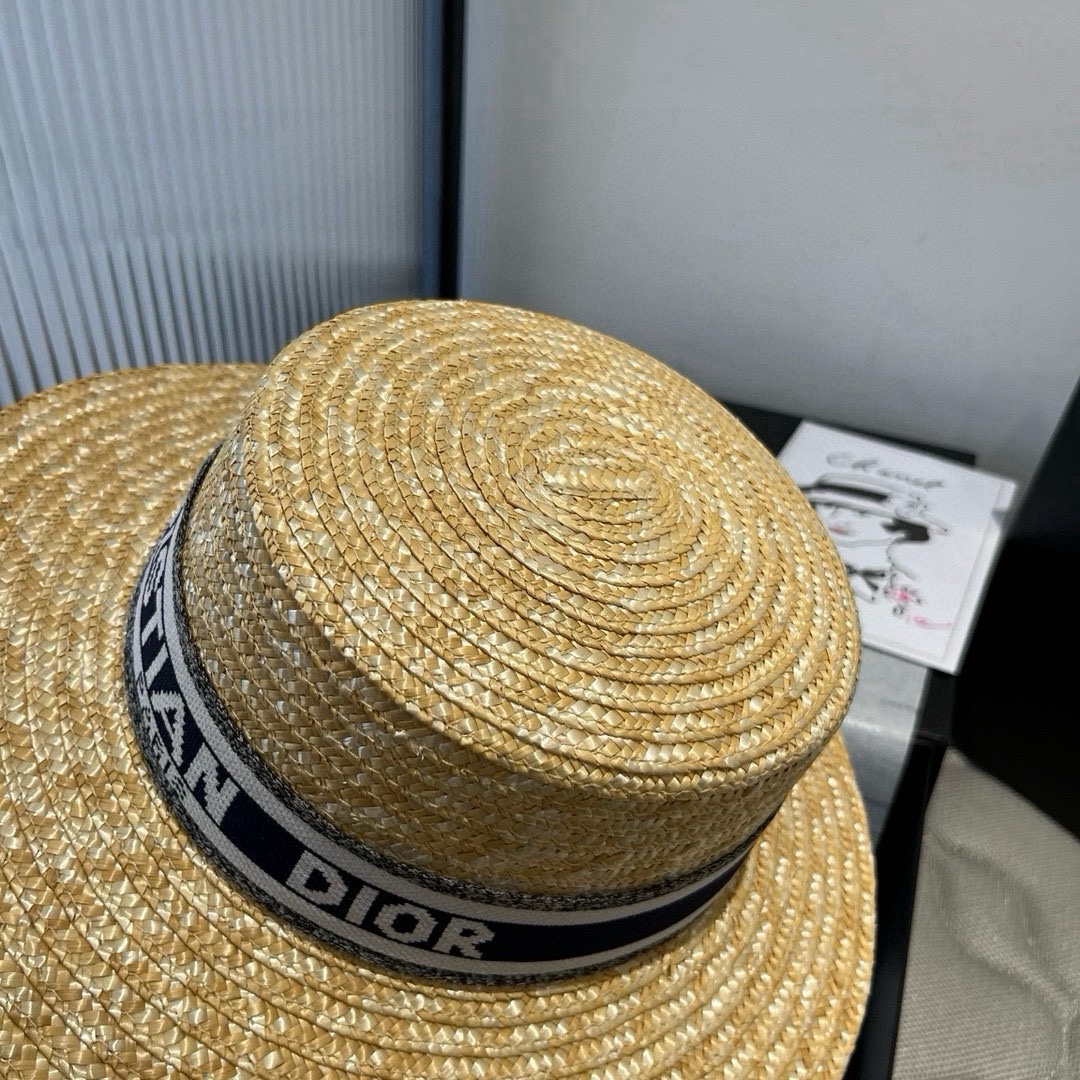 🆕

Dior迪奥麦秆草平顶礼帽，遮阳帽，头围57cm
