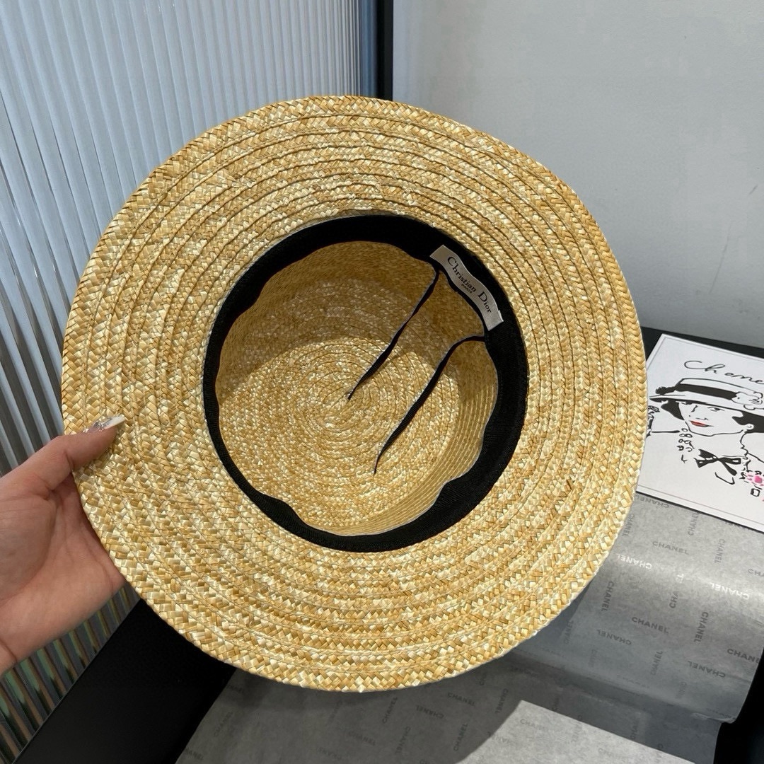 🆕

Dior迪奥麦秆草平顶礼帽，遮阳帽，头围57cm