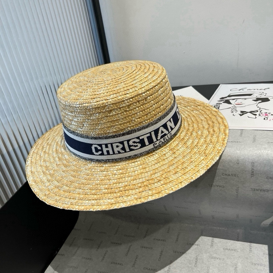 🆕

Dior迪奥麦秆草平顶礼帽，遮阳帽，头围57cm
