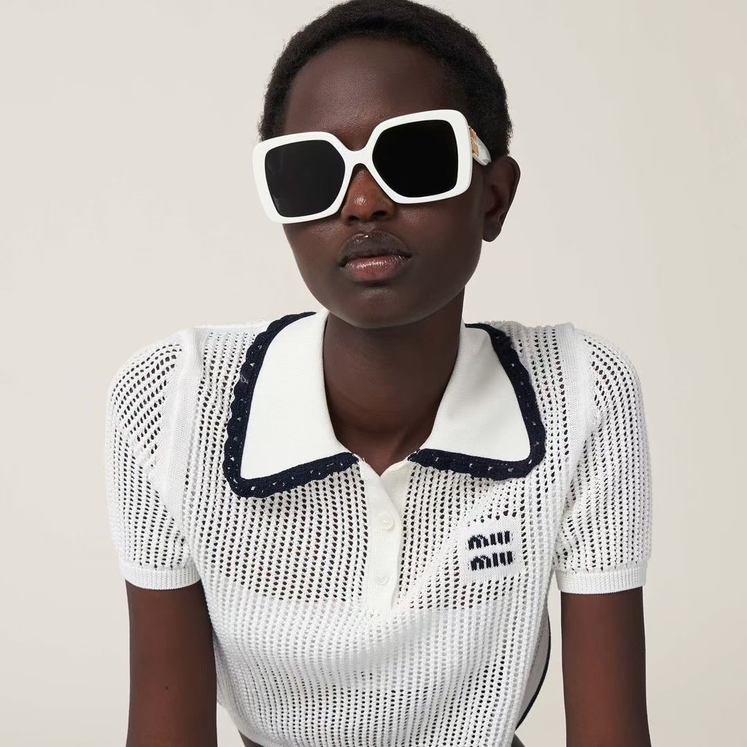 Miu Miu SMU10Y White Frame Sunglasses, 56mm Lens, Stylish and Protective