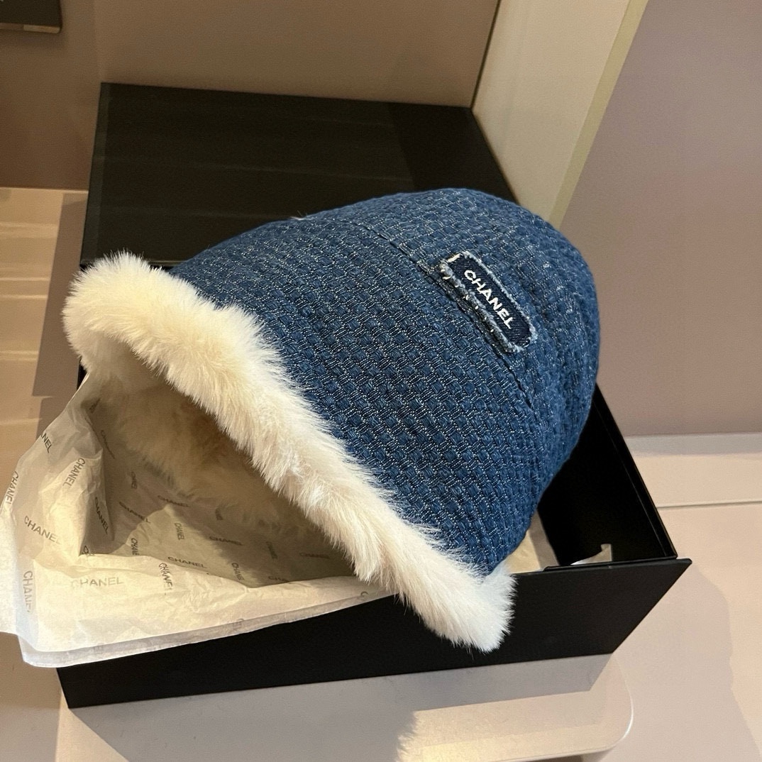 🆕

Chanel香奈儿牛仔渔夫帽，加绒内里护耳帽，头围57cm