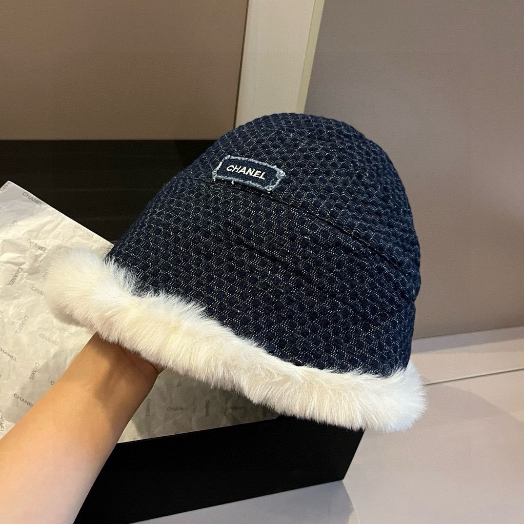 🆕

Chanel香奈儿牛仔渔夫帽，加绒内里护耳帽，头围57cm