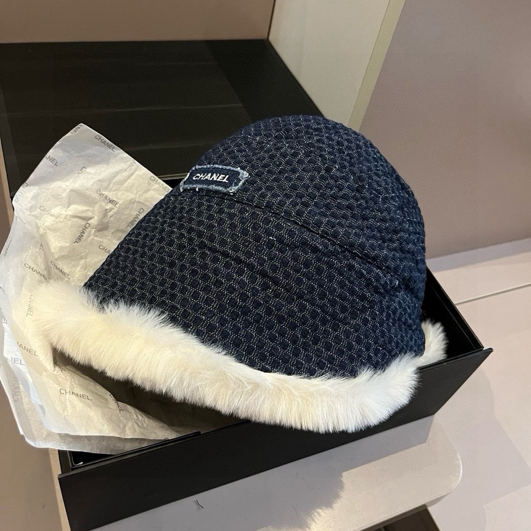 🆕

Chanel香奈儿牛仔渔夫帽，加绒内里护耳帽，头围57cm