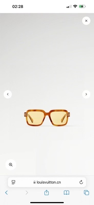 Louis Vuitton Z2828U Square Sunglasses Tortoiseshell Frame Yellow Lens 56mm