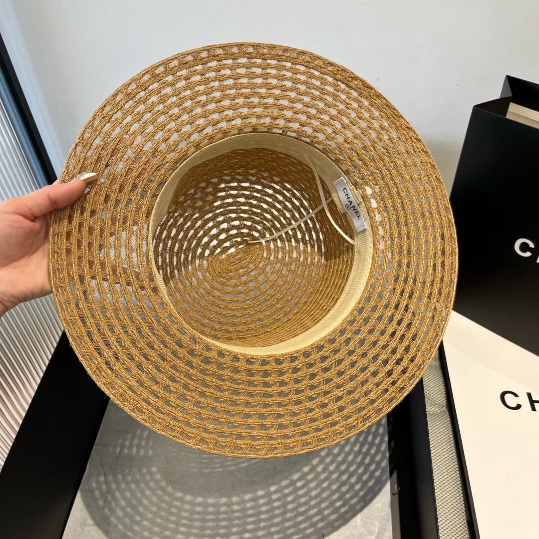 🆕

Chanel香奈儿平顶礼帽，镂空平顶帽，头围57cm