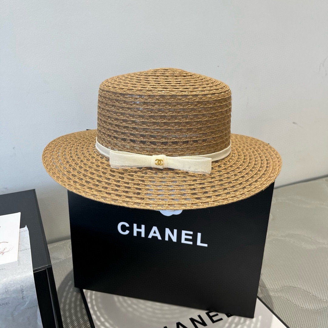 🆕

Chanel香奈儿平顶礼帽，镂空平顶帽，头围57cm
