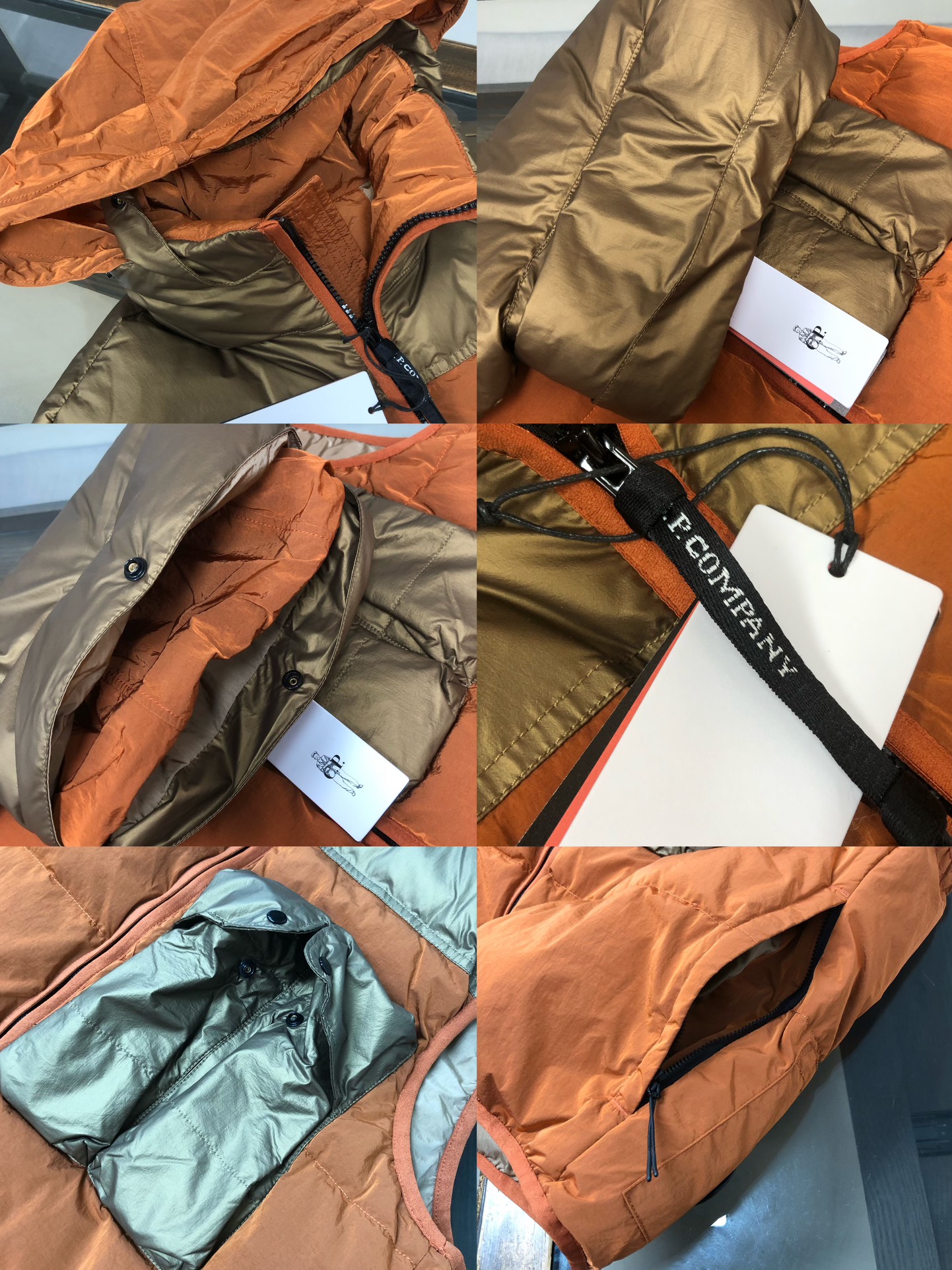 p525.00 官网同步羽绒马甲 CP.company 金属尼龙褶皱原版工艺同步防水处理，透气打孔，肩处防风处理原厂工艺加工独特辅料配件，上身效果出众，舒适透气轻薄，高端人士必备。
颜色：黑色 桔色
尺码：M&mdash;2XL