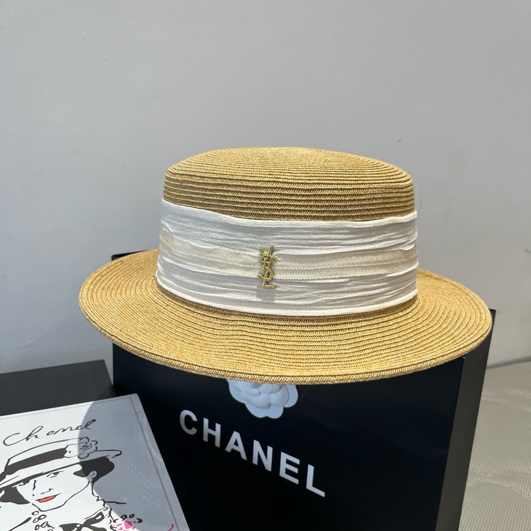 🆕

圣罗兰新款平顶遮阳帽，遮阳草帽，头围57cm