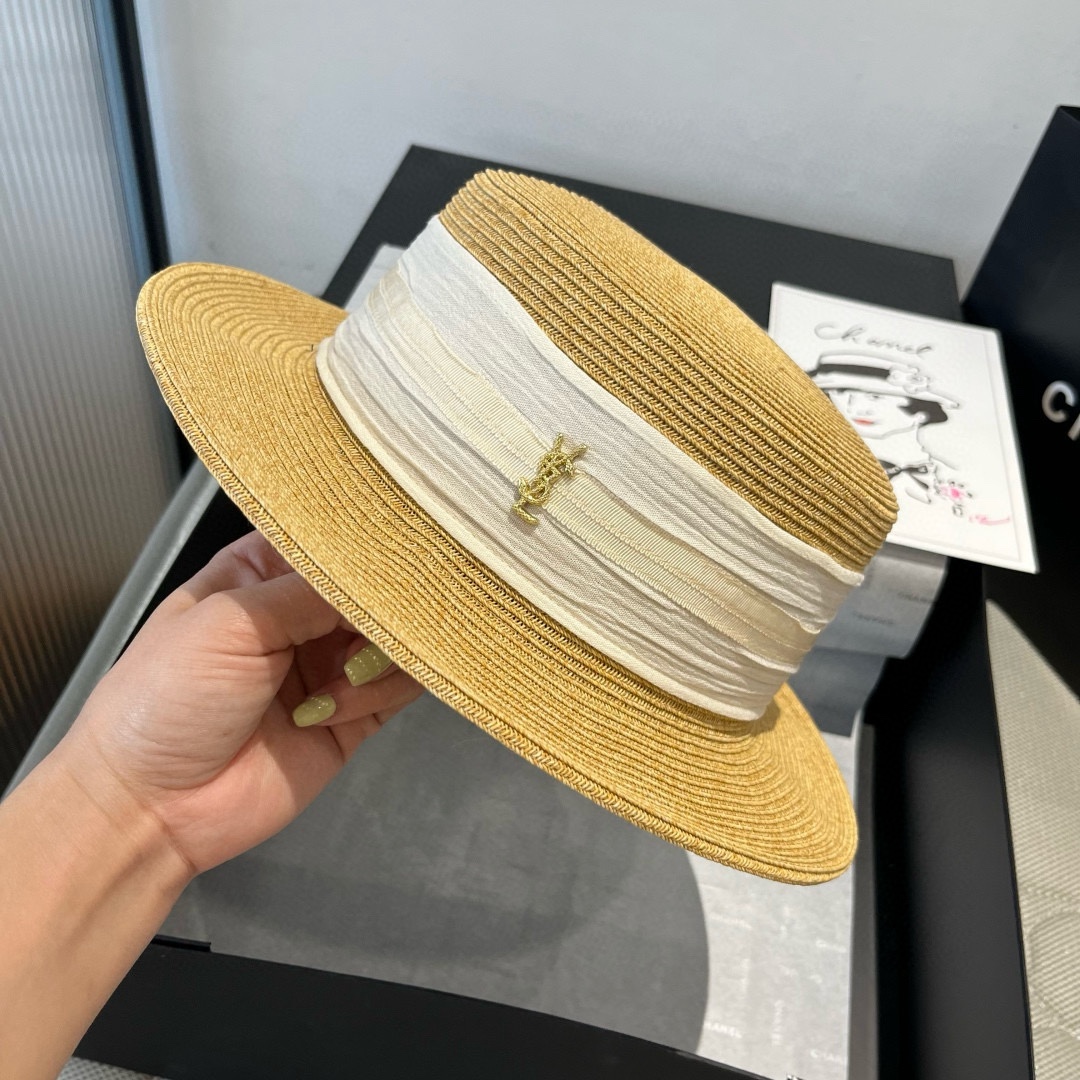 🆕

圣罗兰新款平顶遮阳帽，遮阳草帽，头围57cm