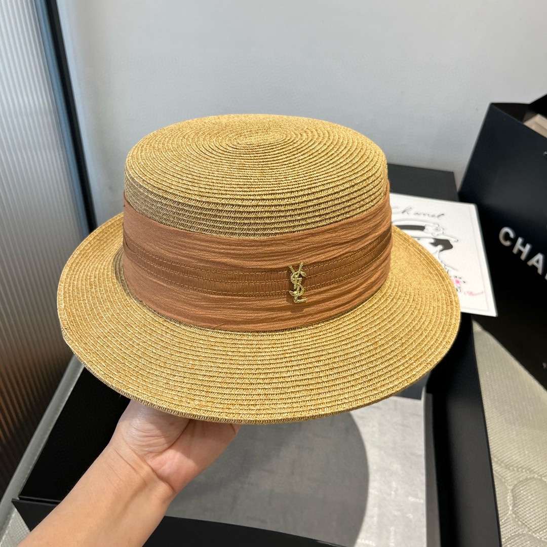 🆕

圣罗兰新款平顶遮阳帽，遮阳草帽，头围57cm