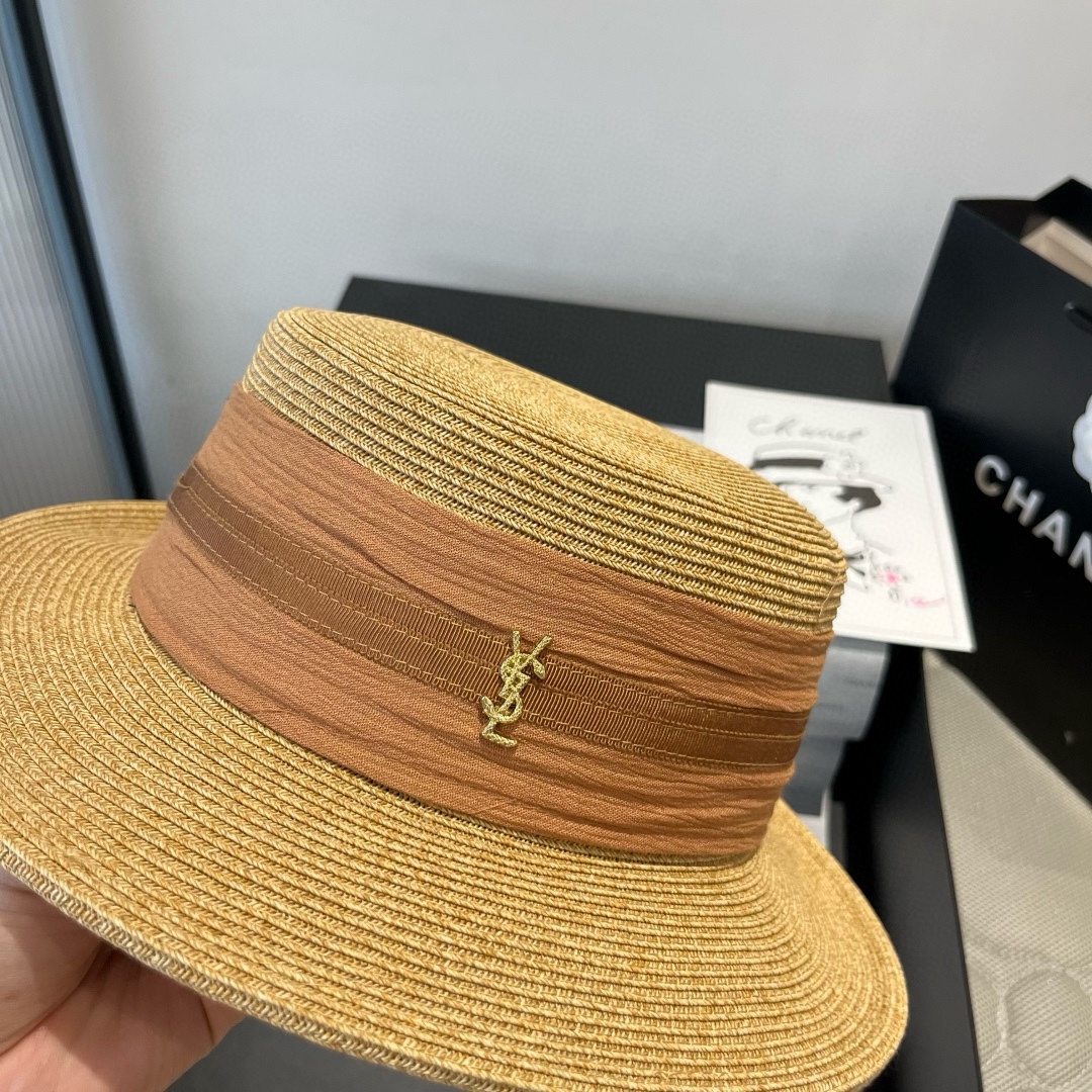 🆕

圣罗兰新款平顶遮阳帽，遮阳草帽，头围57cm