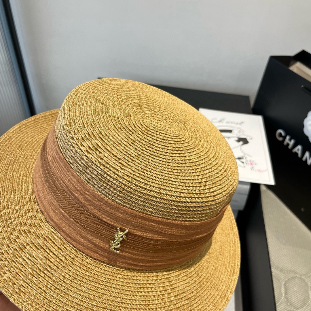 🆕

圣罗兰新款平顶遮阳帽，遮阳草帽，头围57cm