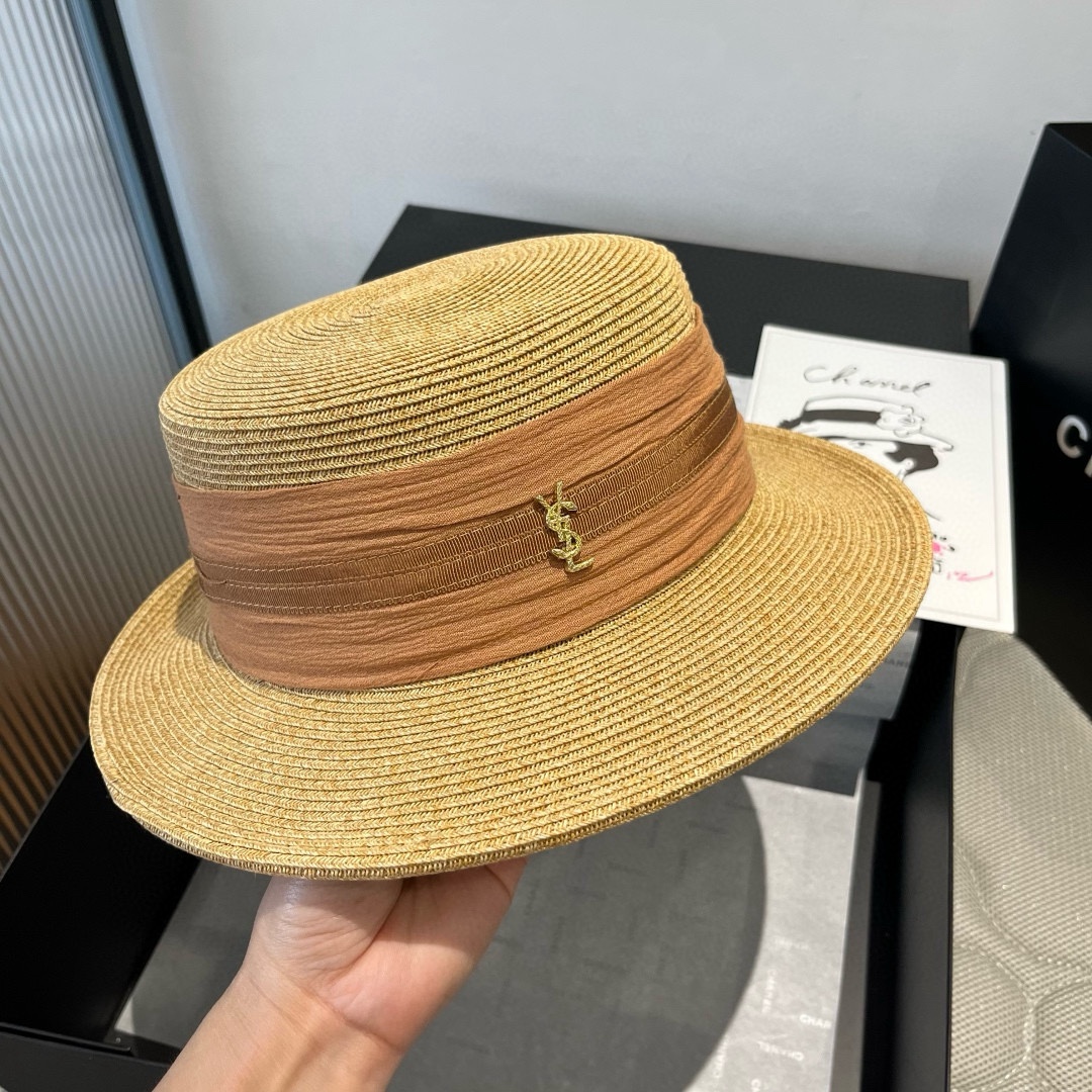 🆕

圣罗兰新款平顶遮阳帽，遮阳草帽，头围57cm