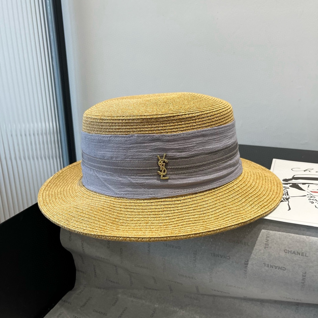 🆕

圣罗兰新款平顶遮阳帽，遮阳草帽，头围57cm