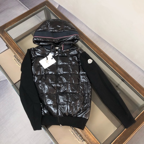 Moncler Men's Black Wool and Quilted Down Jacket Hooded Zip-Up
