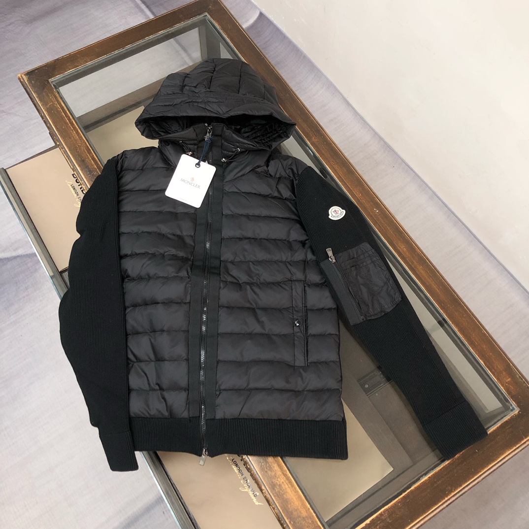 Moncler Men's Wool Blend Hooded Down Jacket - Stylish & Warm