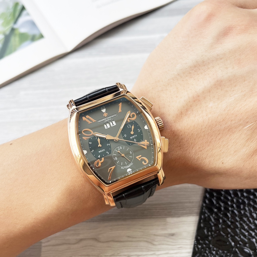 “High-End Men’s Wristwatch with White Gill, Gold P, and Steel Belt – New Design with High-End Features”