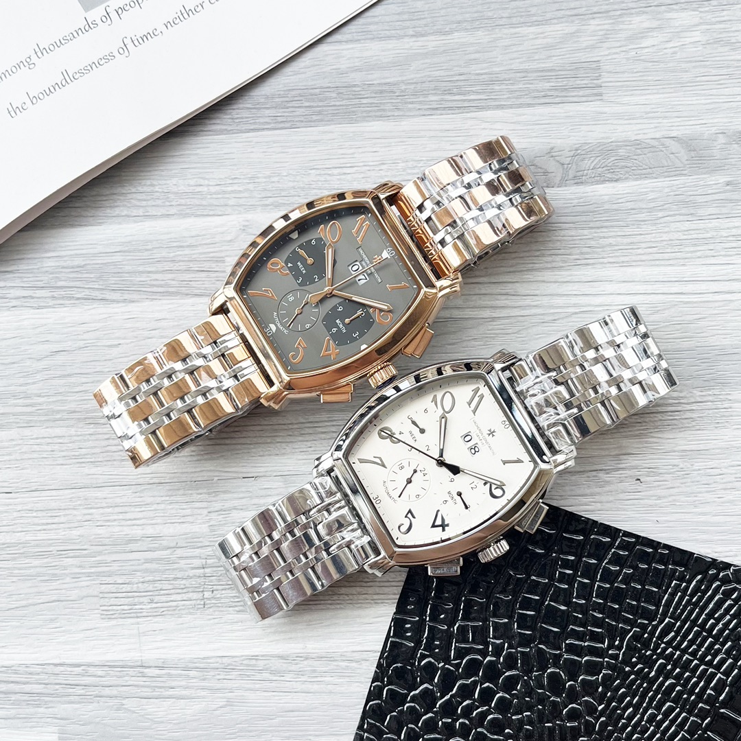 “High-End Men’s Wristwatch with White Gill, Gold P, and Steel Belt – New Design with High-End Features” - 图片 6
