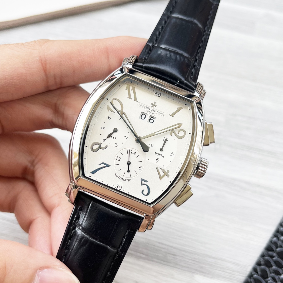 “High-End Men’s Wristwatch with White Gill, Gold P, and Steel Belt – New Design with High-End Features” - 图片 8