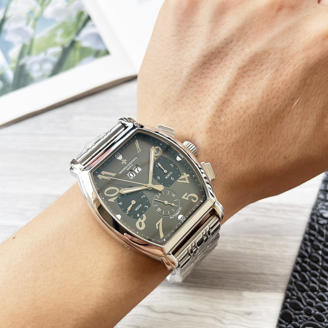 “High-End Men’s Wristwatch with White Gill, Gold P, and Steel Belt – New Design with High-End Features” - 图片 2