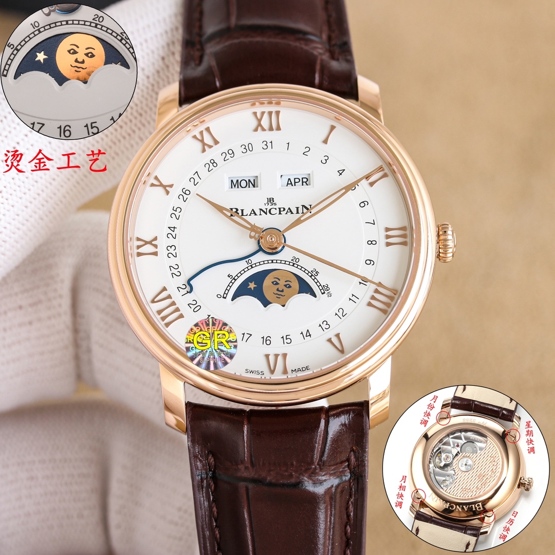 Title: White Zen 3450 Gold Watch Features and Design Summary Summary: White Zen 3450 gold watch features 3D layout, Roman timescales, hidden buttons, and moon-phase dial