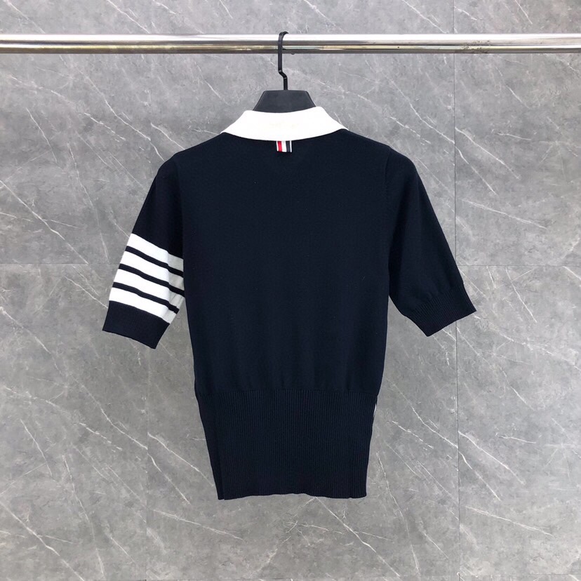“New Thom Browne Women’s Polo T-shirt in Blue Shades, Sizes 0-3” - 图片 5