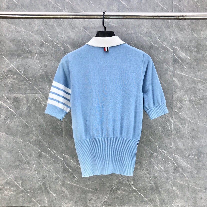 New Thom Browne White Net Polo T-shirt with Dress Code Options - 图片 8