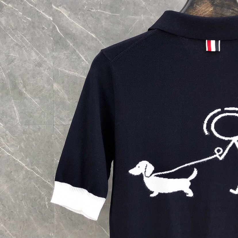 THOM BROWNE Polo T-shirt Collection: Blue, Grey, White Colors, Height Details in Report - 图片 8