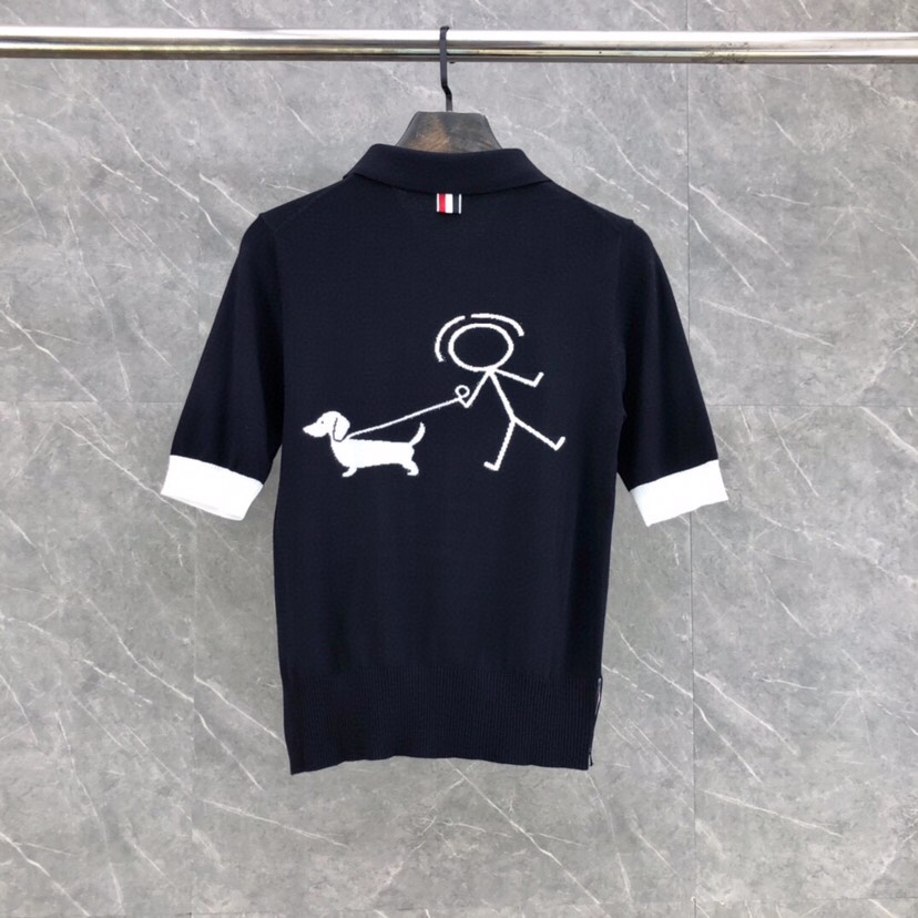 THOM BROWNE Polo T-shirt Collection: Blue, Grey, White Colors, Height Details in Report - 图片 2