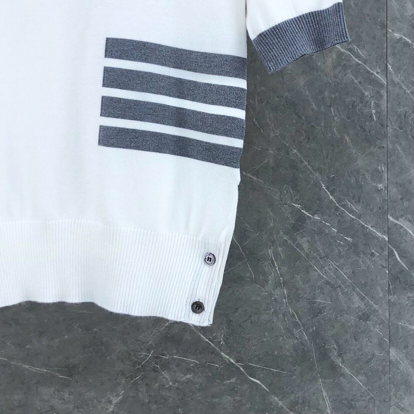 THOM BROWNE Polo T-shirt Collection: Blue, Grey, White Colors, Sizing Details Included - 图片 6