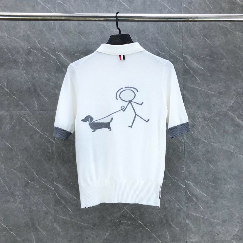 THOM BROWNE Polo T-shirt Collection: Blue, Grey, White Colors, Sizing Details Included - 图片 2