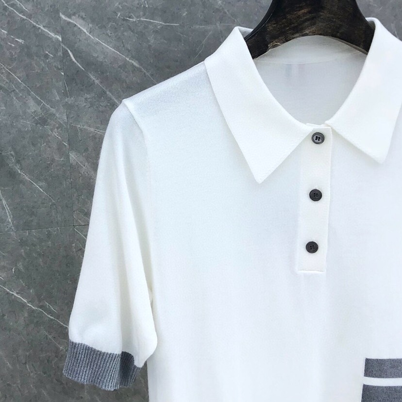 THOM BROWNE Polo T-shirt Collection: Blue, Grey, White Colors, Sizing Details Included - 图片 4