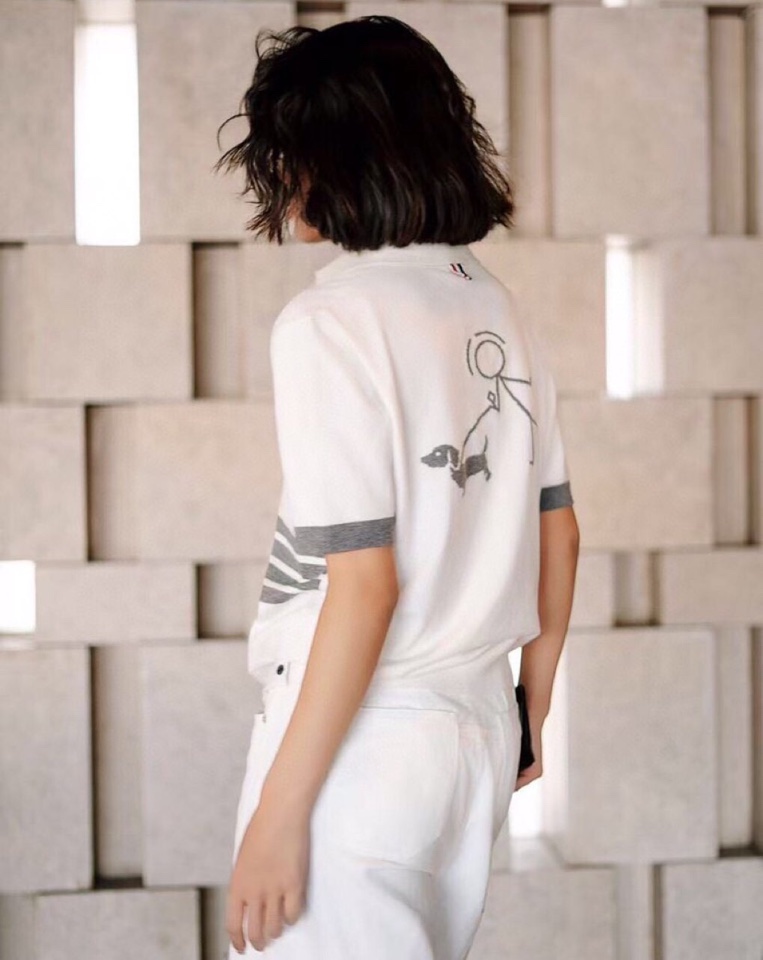 THOM BROWNE Dog Knitting Polo Shirt: 576 Upper Body Chart, Short-Sleeved T-Shirt. - 图片 4