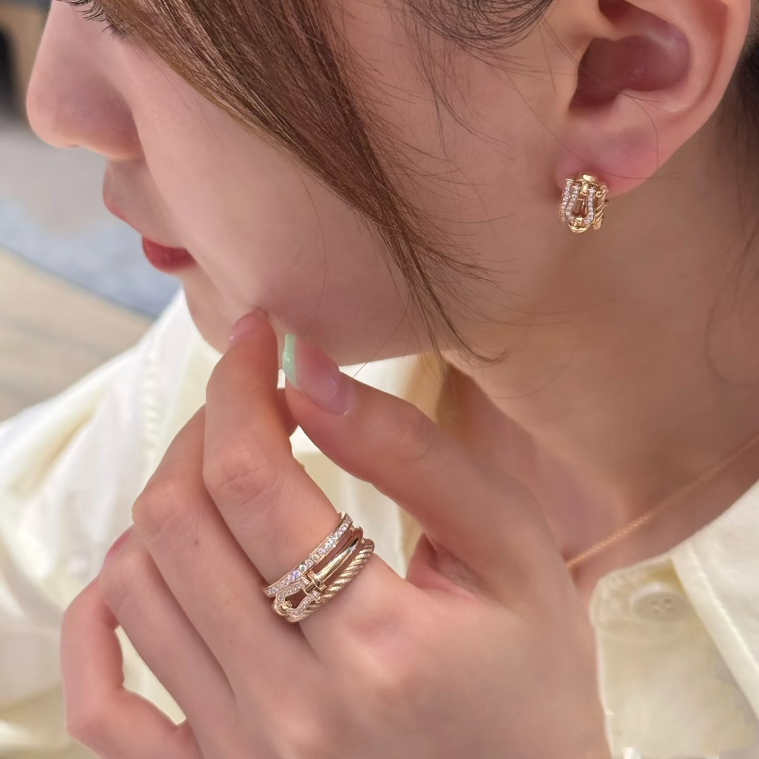 High-Quality Fashion Ear-Cracker: 💠Force Series Earrings with Microplating 18k Gold - 图片 2