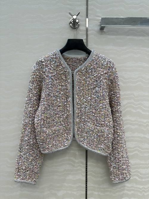 Elegant Tweed Knit Cardigan with Rhinestone Trim, Classic Fit 1 Elegant Tweed Knit Cardigan with Rhinestone Trim, Classic Fit