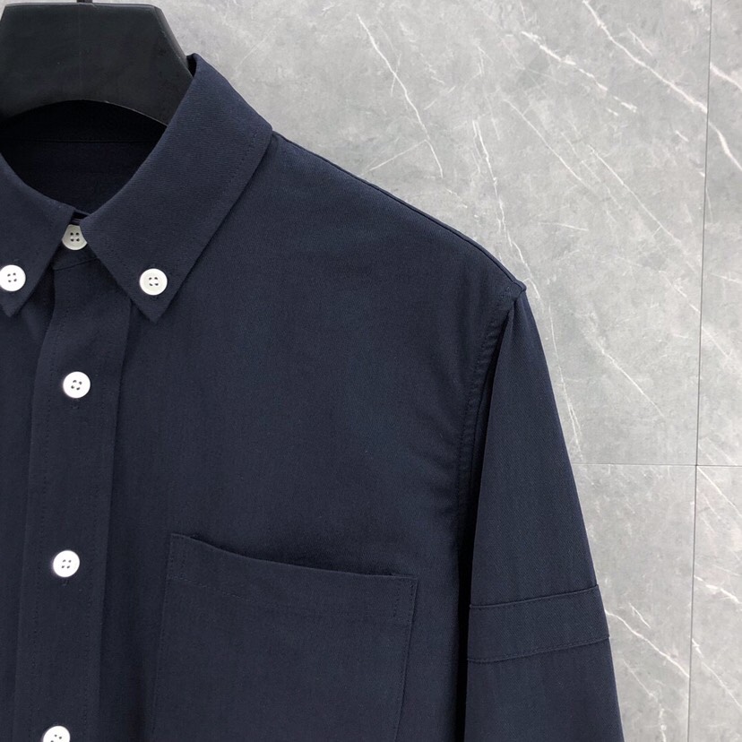 THOM BROWNE Cotton-Slashed Shirt: New Long-Sleeve Exclusive Collection, Various Colors. - 图片 5