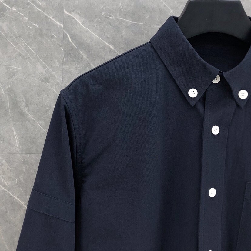 THOM BROWNE Cotton-Slashed Shirt: New Long-Sleeve Exclusive Collection, Various Colors. - 图片 4