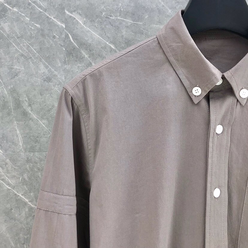 THOM BROWNE Classic Cotton Shirt Collection in Almond and Hidden Blue Shades - 图片 4