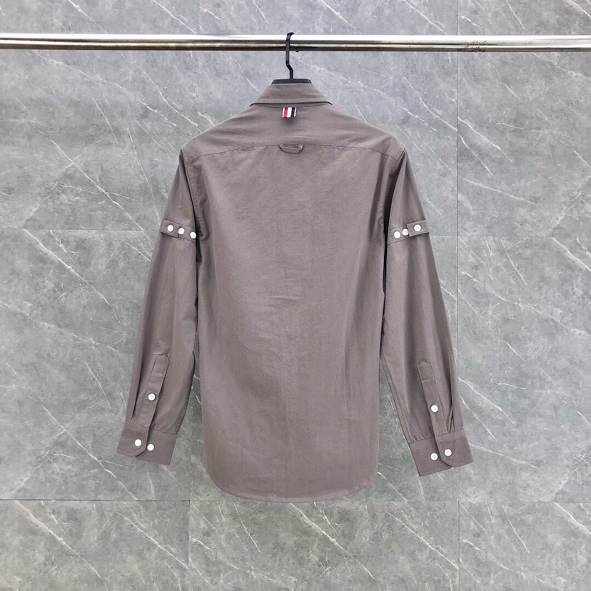 THOM BROWNE Classic Cotton Shirt Collection in Almond and Hidden Blue Shades - 图片 2