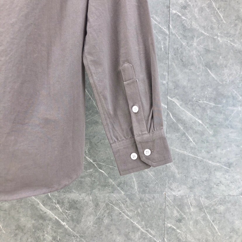 THOM BROWNE Classic Cotton Shirt Collection in Almond and Hidden Blue Shades - 图片 7